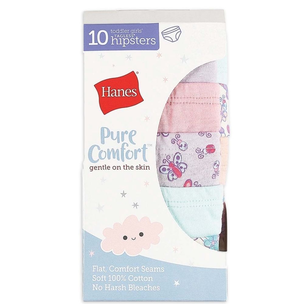 Hanes Toddler Girls Comfort Hipster 10-Pack size 2T-3T